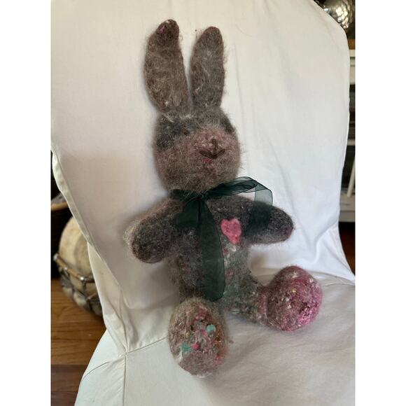 Stuffed animal needle-felted rabbit unique wool alpaca boho gift bunny handmade - Picture 10 of 16